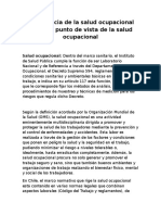 Importancia de La Salud Ocupacional Desde El Punto de Vista de La Salud Ocupacional