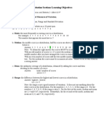 Recitation Sections Learning Objectives: Measures of Central Tendency and Measures of Variation