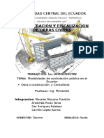 Clases de Contratos Publicos para Construcción y Consultoria Existentes en El Ecuador