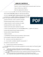 ANÁLISE SINTÁTICA Exercicos Com 30 Testes