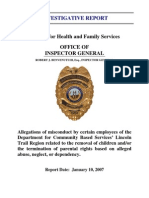 Kentucky Cabinet For Health and Family Services Inspector General Investigative Report 2007