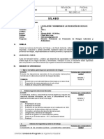 Silabo Legislación y Normativa de La Prevención de Riesgos Grupos A y B