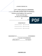 A Project Report On Biodiesel Production