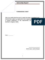 Internship Report: Forwarding Sheet