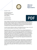 Speaker Daudt Letter To Governor Dayton