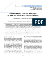 Experimental and CFD Analysis of Airfoil at Low Reynolds Number