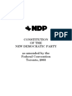 Constitution of The New Democratic Party As Amended by The Federal Convention Toronto, 2003