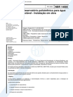 NBR 14800 - Reservatorio Poliolefinico para Agua Potavel - Instalacao em Obra