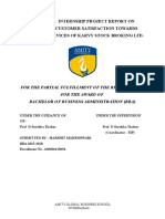 A Summer Internship Project Report On A Study On Customer Satisfaction Towards Financial Services of Karvy Stock Broking LTD