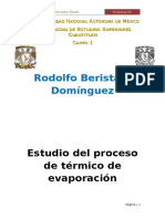 Estudio Del Proceso Térmico de Evaporación