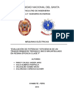 Analisis de Potencia y Eficiencia de Un Transformador de Potencia Trifasico Encapsulado en Resina Epoxica Clase F