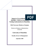 The Impact of Accreditation To ISO/IEC 17025 in Testing Laboratories in Mauritius