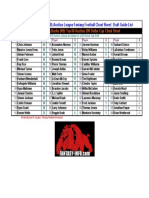 2010 Running Backs (RB) Auction League Fantasy Football Cheat Sheet Draft Board