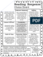 Choice Board: Fiction Reading Response