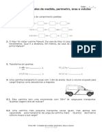 Ficha Nº8 Unidades de Medida, Perímetro, Área e Volume