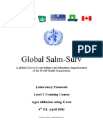 Global Salm-Surv: Laboratory Protocols Level 1 Training Course Agar Diffusion Using E-Test 4 Ed. April 2003