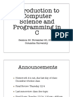 Introduction To Computer Science and Programming in C: Session 22: November 20, 2008 Columbia University