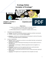 Ecology Notes "Principles of Ecology": Chapter 2, Section 1 Organisms and Their Relationships