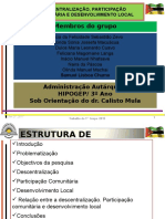 Trabalho Sobre Descentralização, Participação Comunitária e Desenvolvimento Local