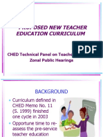 Proposed New Teacher Education Curriculum: CHED Technical Panel On Teacher Education Zonal Public Hearings