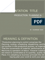 Production Planning and Control