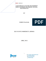 School Location As A Factor in Students' Achievement in Senior Secondary School Mathematics