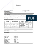 Resume: Course Institution Name Board/ University Year of Passing % of Marks