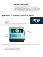 Tranformer Oil Testing Procedure