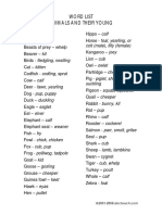 List Animals and Young PDF