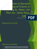 Motivation in Decision Making of Clients in Investing St. Peter Life Plan Inc. Santa Rosa, Laguna