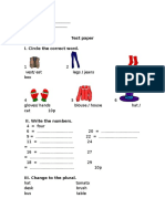 Test Paper I. Circle The Correct Word.: Name - Date