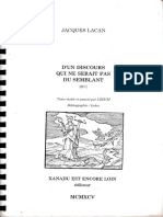 Jacques Lacan, D'un Discours Qui Ne Serait Pas Du Semblant, Le Séminaire 18, 1971, Version LDDCM 1995