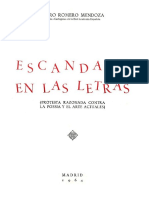 Escandalo en Las Letras Protesta Razonada Contra La Poesia y El Arte Actuales