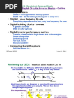 Lecture 14 - Digital Circuits: Inverter Basics - Outline: - Announcements