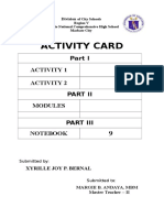 Activity Card: Activity 1 Activity 2 Modules Notebook