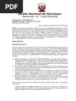 Jurado Nacional de Elecciones: Resolución N.° 1164-2016-JNE