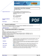 Safety Data Sheet: Identification of The Preparation and of The Company 1