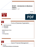 FIN 201 - Introduction To Business Finance: Session 1 - 2