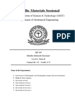 ME 292 - Metallic Materials Sessional