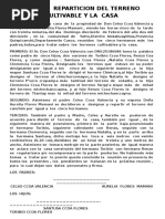 Acta de Reparticion Del Terreno Cultivable y La Casa