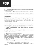 Cuestionario La Demanda, El Comportamiento Del Consumidor y La Elasticidad