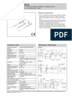 Rectilinear Displacement Transducer With Cylindrical Case: Technical Data Mechanical Dimensions