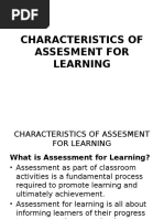 Characteristics of Assesment For Learning