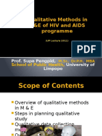 Qualitative Methods in M&E of Hiv and Aids Programme: Prof. Supa Pengpid, University of Limpopo