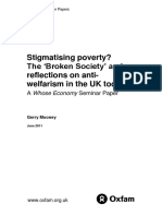 Stigmatising Poverty? The Broken Society' and Reflections On Anti-Welfarism in The UK Today