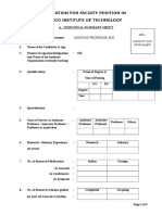 Application For Faculty Position in Ramco Institute of Technology