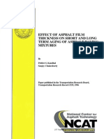 Effect of Asphalt Film Thickness On Short and Long Term Aging of Asphalt Paving Mixtures