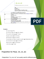 Prepositions Used For Time of Different Natures Are In, On at Etc