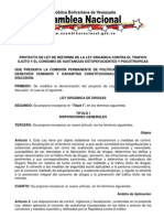 Proyecto de Ley de Reforma de La Ley Orgánica Contra El Tráfico Ilícito y El Consumo de Sustancias Estupefacientes y Psicotrópicas