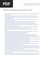 Preguntas y Respuestas Sobre Las Empresas y La SST